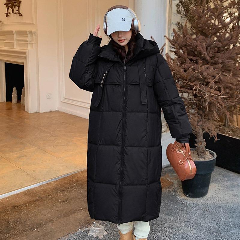 

New thickened down cotton-padded clothes women s long knee-length cotton-padded clothes loose bread clothes winter cotton-padded jacket M suggestion [90-110] catties чорний