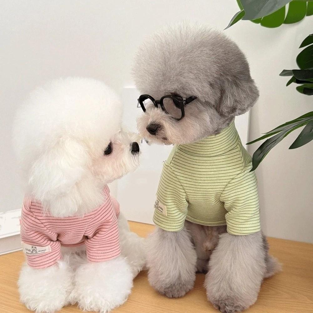 High Collar Pet Bottoming Shirt Striped Pattern Two-Leg Dog Clothes  Outdoor Protection