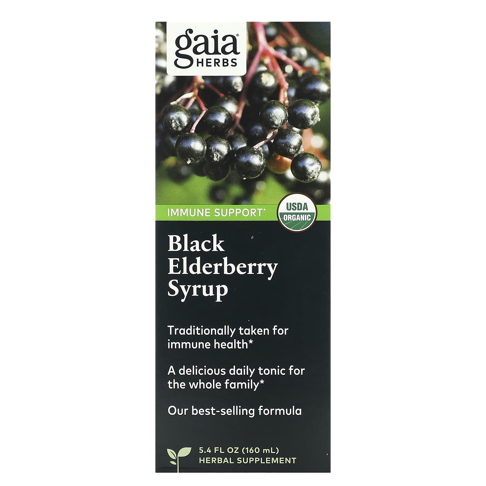 

Gaia Herbs, Black Elderberry Syrup, Immune Strength, 5.4 fl oz (160 ml)
