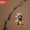 2D Christmas Raccoon Pendant with Hat for Bags and Car Interiors. A Uniquely Charming Festive Decor.