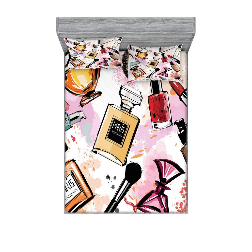 Makeup Duvet Cover Set for Women Queen Size Lightweight Down Quilt Covers Bedroom Decor 2 Pillowcases 1 Duvet Cover No Comforter