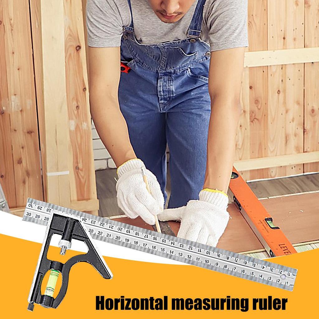 Carpenter Square Level Measuring Ruler Stainless Steel Measuring Adjustable Square For Home DIY Lovers Woodworking Electrician