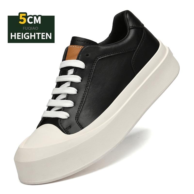 

Men Cow Leather Thick Sole 5cm Hidden Elevator Shoes Anti-Collision Soft Comfortable Casual Lift Shoes Height Increase Sneakers 38