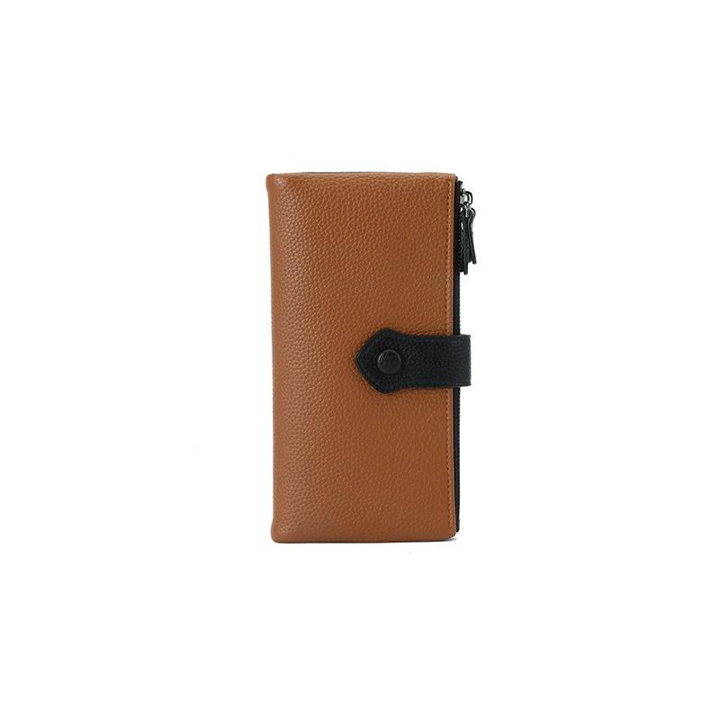 Double Zipper Women's Long Wallet Anti-theft Brushing Pu Leather Purse Multi-card Card Bag ID Bag Mobile Phone Bag