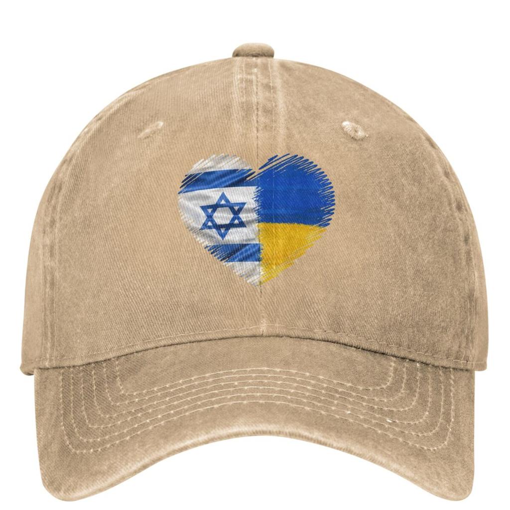Israel Ukraine Israeli Ukrainian Heart Flag Baseball Cap Kpop Rock Trucker Dad Hat Men Adult Fashion Sun protection Snapback Cap