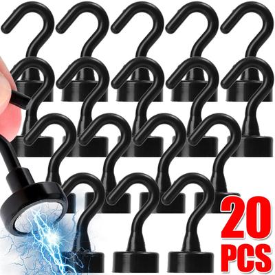 Ganci Magnetici Forti Montati a Parete Gancio Magnetico Nero per Impieghi Gravosi Chiavi Cappotto Appendiabiti Cucina Frigo Bagno Portaoggetti