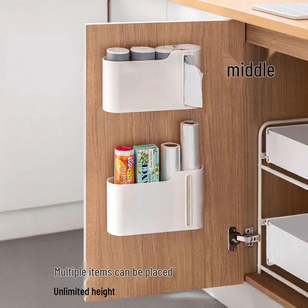 Wall-mounted Kitchen Cabinet Organizer & Cling Film Dispenser