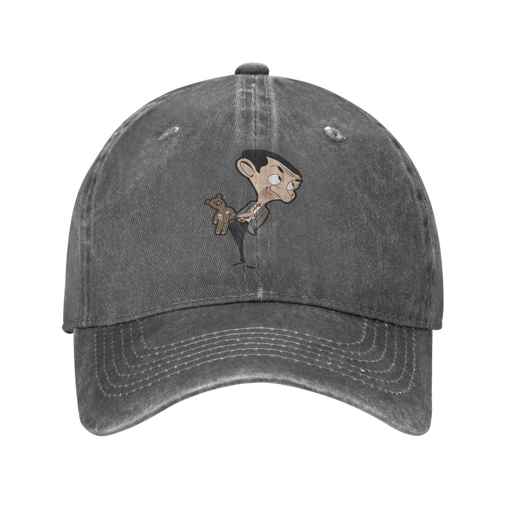 Mr Bean Cartoon Sun Baseball Cap Vintage Women Unisex Washed Trucker Hat Sunscreen Print Outdoor Sport Baseball Caps