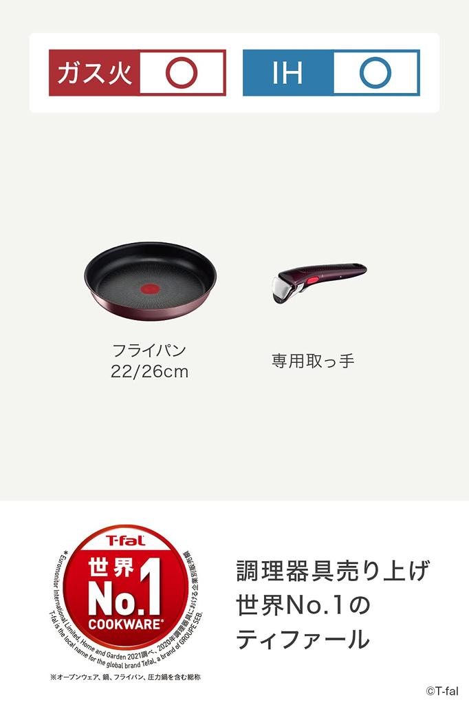 Tefal Pot and Frying Pan Set with Removable Compatible with IH Gas Free of Hazardous Substances Such As Neo IH Maron Brown Brown L38590 Handles,