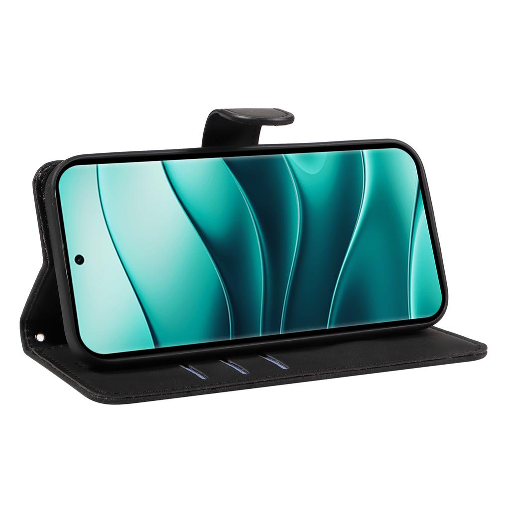 For Xiaomi Redmi Note 14 Pro+ 5G/Note 14 Pro 5G/Poco X7 5G Case Stand Wallet Leather Phone Cover Curved Line Wrist Strap