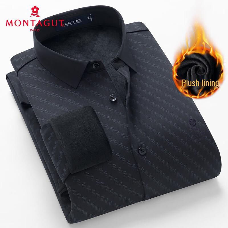 Chemise en maille à manches longues doublée polaire pour homme MONTAGUT