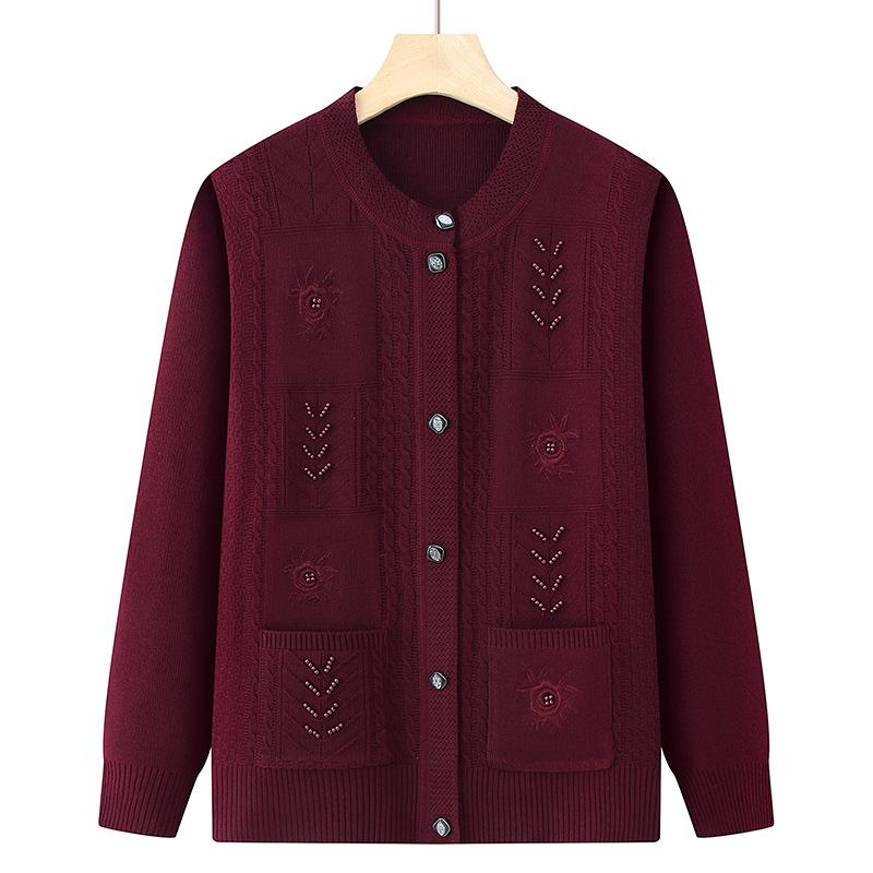 Women's Spring & Autumn Knit Cardigan for Middle-Aged & Elderly