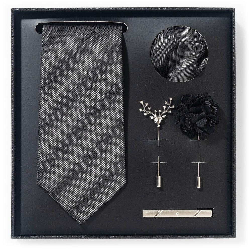 Tie Men'S Net Color Striped Cashew Flower Men'S Tie High Sense 6-Piece Gift Box Men'S Suit Accessories