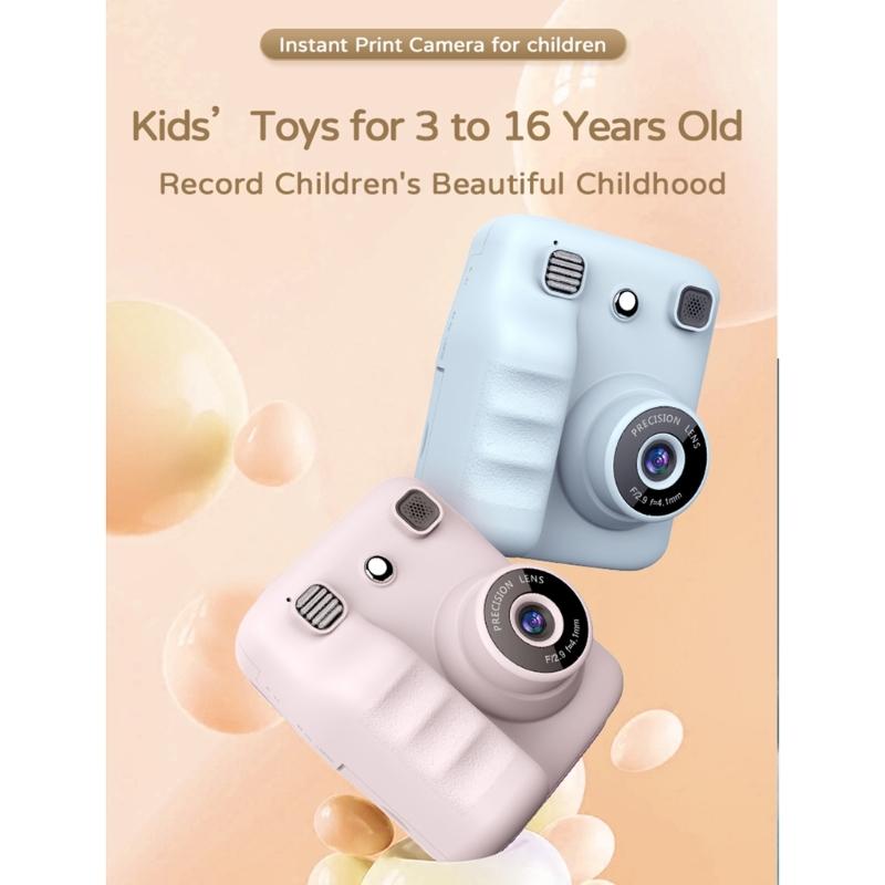 Kids Instantly Print Camera With 1Roll Thermals Paper For Creative Photography Featuring Clear Imaging Filter Effects
