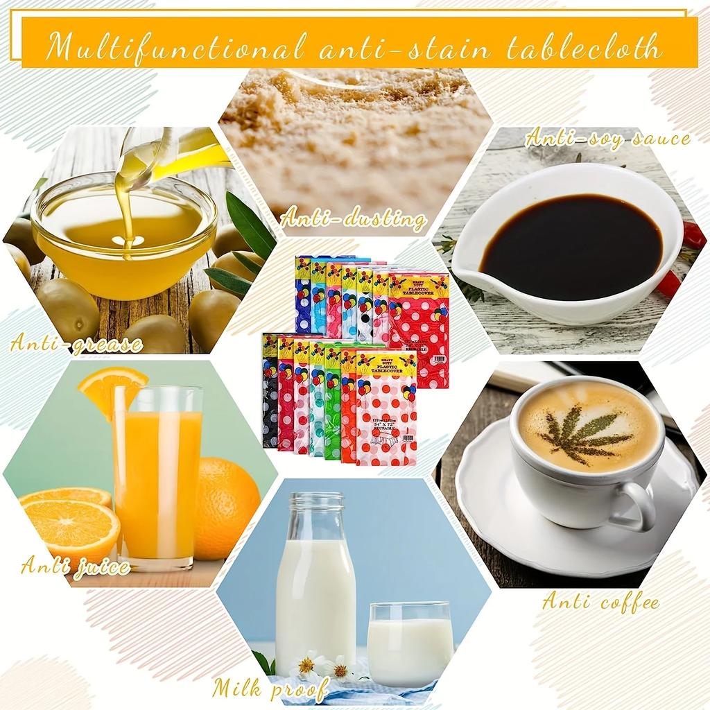 Waterproof And Oil-Proof Polka Dot Disposable Rectangular Tablecloth Peva Material Restaurant Hotel Tablecloth For Home Party