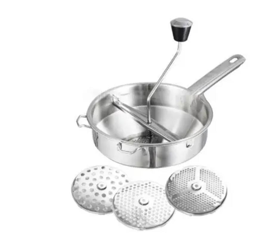 Multifunctional Food Mill Stainless Steel Manual Potato Mashers  Vegetable  Mud with 3 Ing Discs