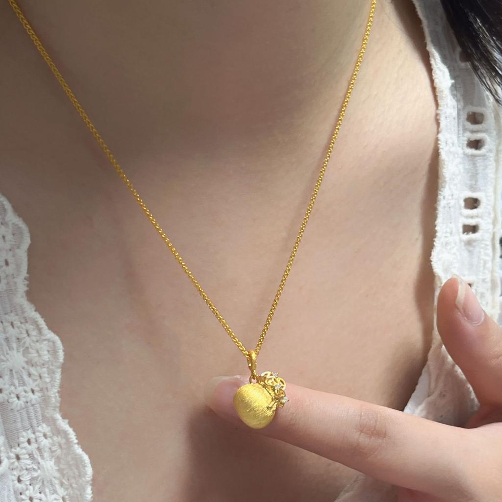 Point Diamond Brushed Small Lucky Bag Necklace Pendant Niche Light Luxury High Sense Collarbone Chain