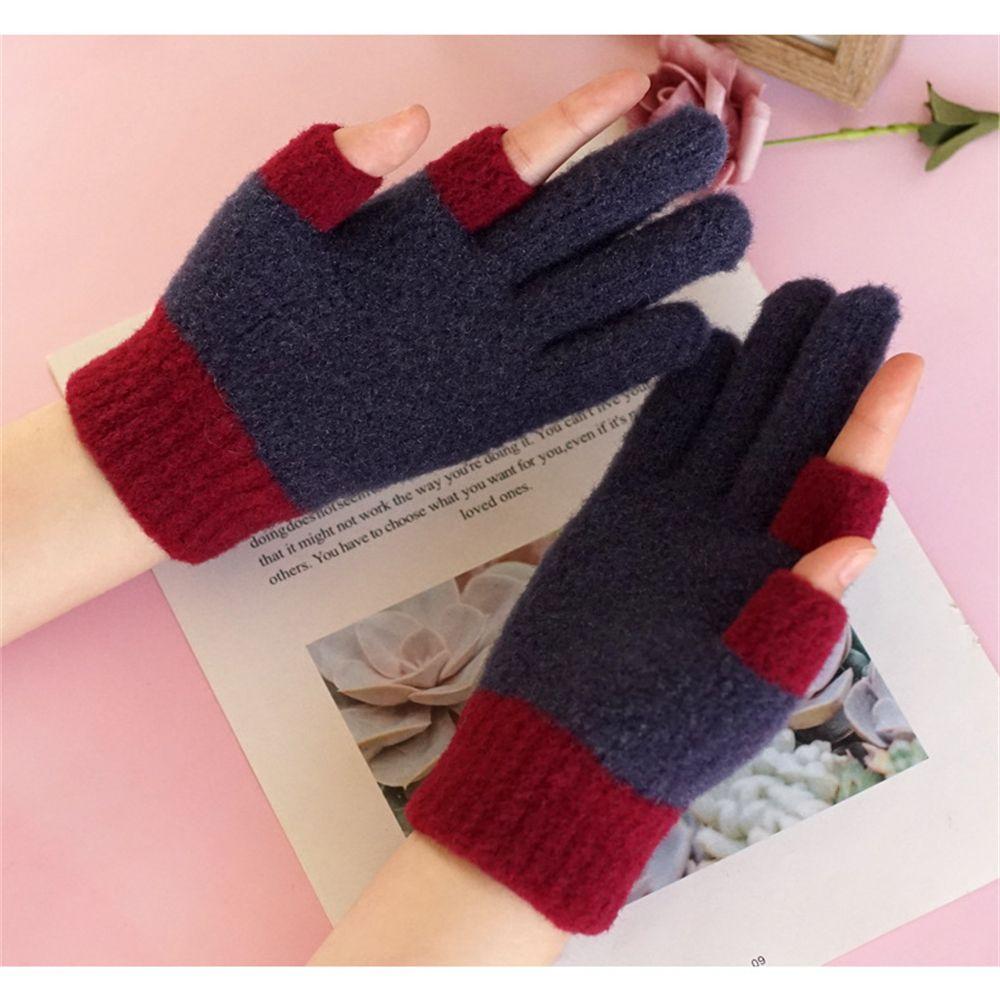 

Winter Soft Elastic Thick Warm Mittens Plus Velvet Touch Screen Gloves Arm Warmers темно-синього кольору
