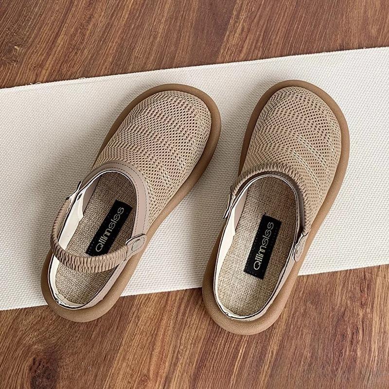 Fashion Women's Shoes Summer Breathable Casual Sandals Fashion Baotou Half Slippers for Women Mesh Sandals Flat Sandals Sandalias Mujer