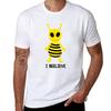 I BEELIEVE Funny Space Alien Bee TShirt Casual Daily Wear Short Sleeve Top