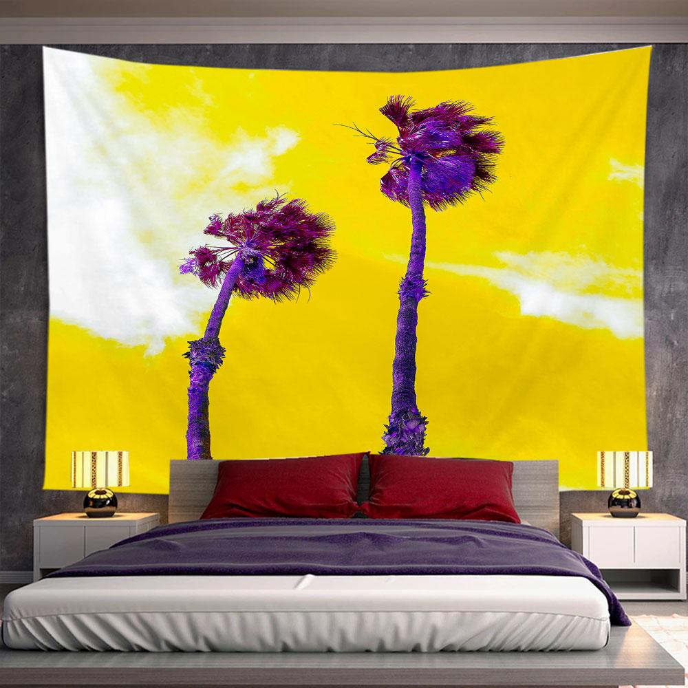 

Красивый морской пейзаж, гобелен, закат, пляж, тропические растения, пейзаж, гобелен, природный пейзаж, украшение для гостиной 100X75CM