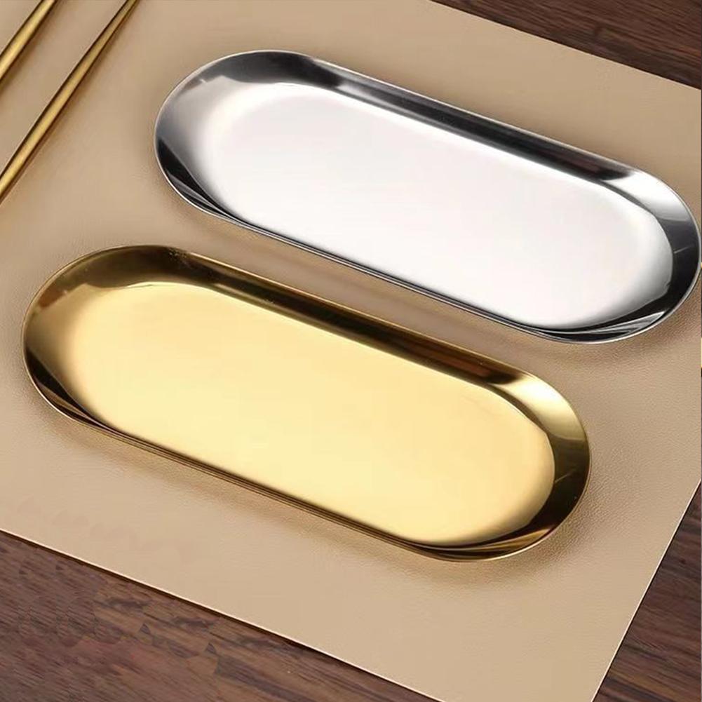 Plateau de Plaque de Grillade Ovale Acier Inoxydable Poli Miroir Plateau pour Rôtir la Viande Assiettes à Sushi Assiette à Fruits Plat à Dessert Pour Gâteau Dessert
