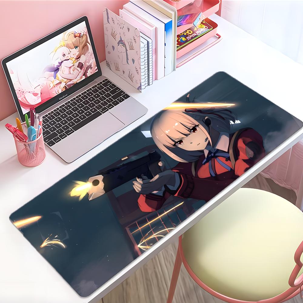Beautiful Anime LLycoris Recoil Takina Inoue Mouse Pad Large Thick Desk Pad Stitched Edges Gaming Mouse Mat For Pc