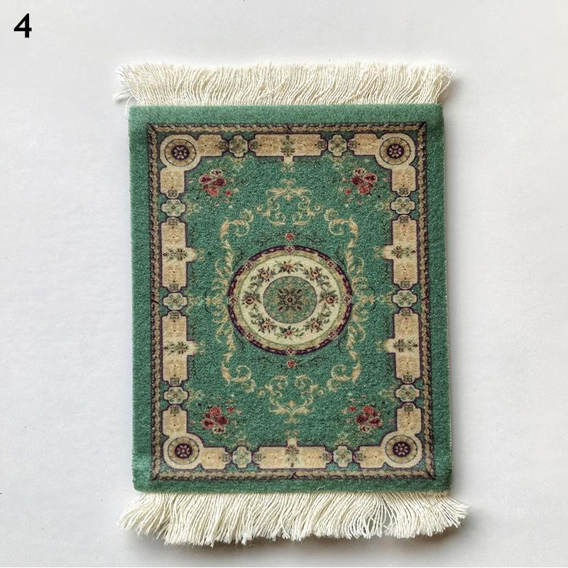 Coasters Cup Pad Persian Mini Woven Rug Mat Mousepad Carpet Ethnic Pattern Cup Laptop With Home Office Table Decor Craft Table