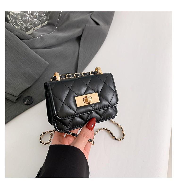 

Korean Style Retro Women s Diamond Pattern Chain Crossbody Bag 2026 - Trendy Fashion Casual Small Square Shoulder Bag чорний