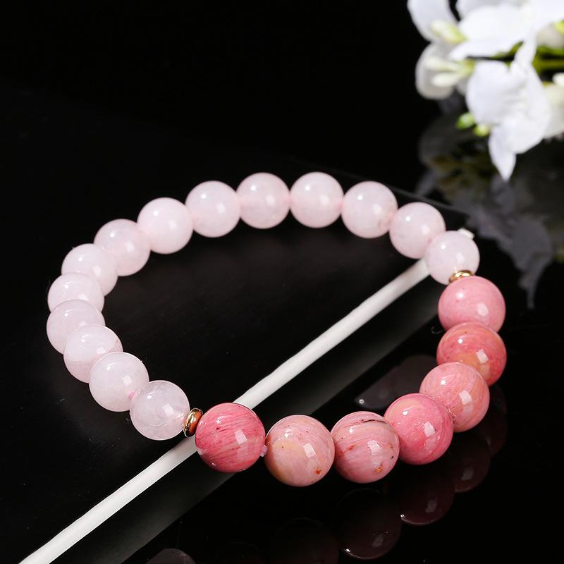 Rhodochrosite Bracelet Pink Gemstone Beads Stretch Bracelet for Women Healing Crystal Jewelry