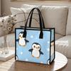 Cute Penguin Print Women Tote Bag Casual Daily Handbag Lightweight Shopping Shoulder Bag for Outdoor Use