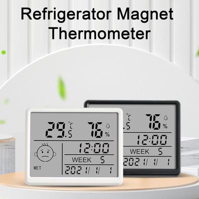 Magnetische Digitaluhr mit Hygrometer-Thermometer LCD-Anzeige Hohe Genauigkeit Thermo-Hygrometer Innenraumfeuchte Temperaturmesser Messgerät