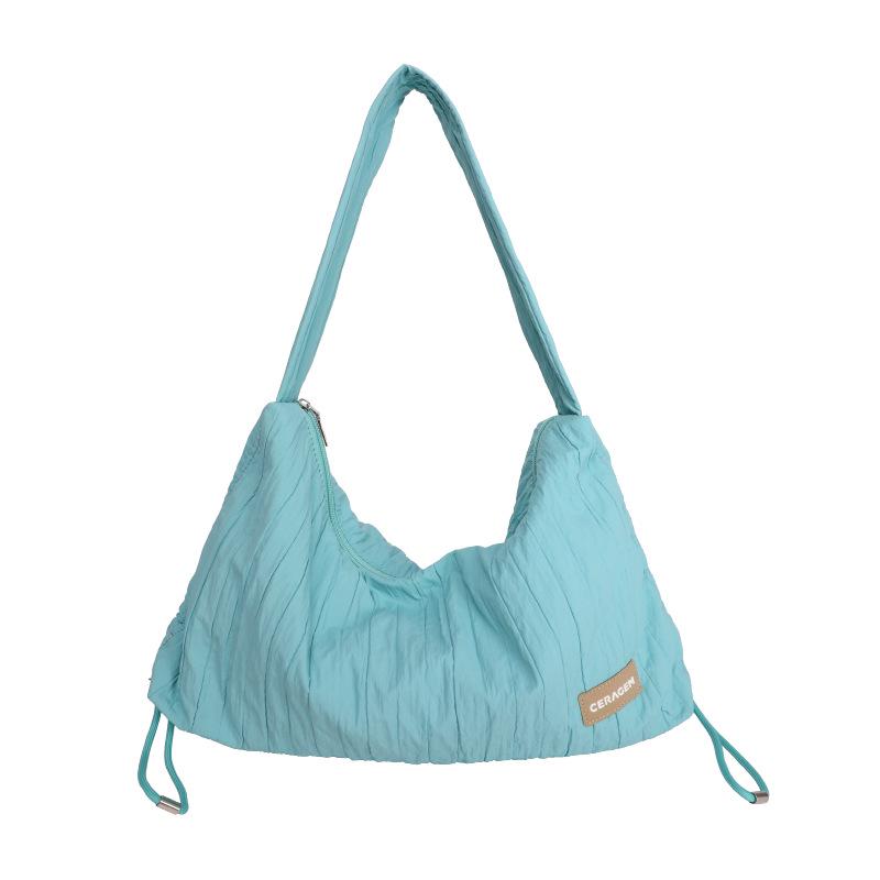 

Женская весенняя сумка с заломами под мышкой 2025 года - модная, повседневная сумка через плечо озеро синий