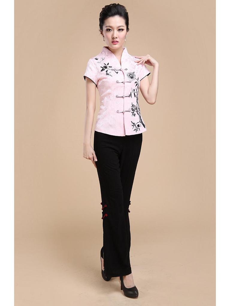 Dámský etnický top Tang - Letní tričko s krátkým rukávem pro maminky