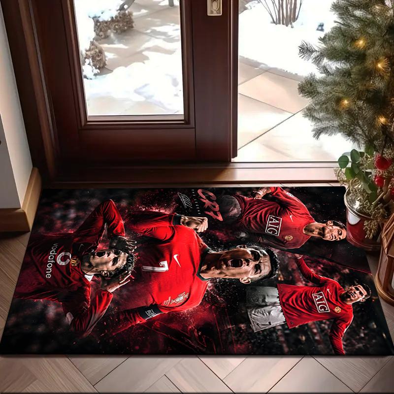 1PC Man United Soccer Action Rug Game Carpet, Floor Mat for Bedroom Living Room Entryway Rug, Home Decor Idea Gift for Christmas birthday