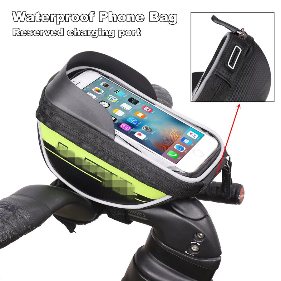 Universal Motorcycle Bike Handlebar Holder Mount Waterproof Bag Case for Mobile Phone GPS With Reserved Charging Port