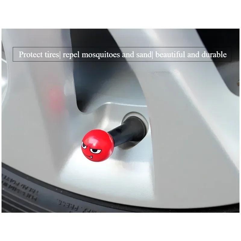 4 ks Autopneumatika Čepice ventilku Roztomilý výraz Kryt jádra ventilu Personalizovaná dekorace Úprava kola Prevence písku Příslušenství