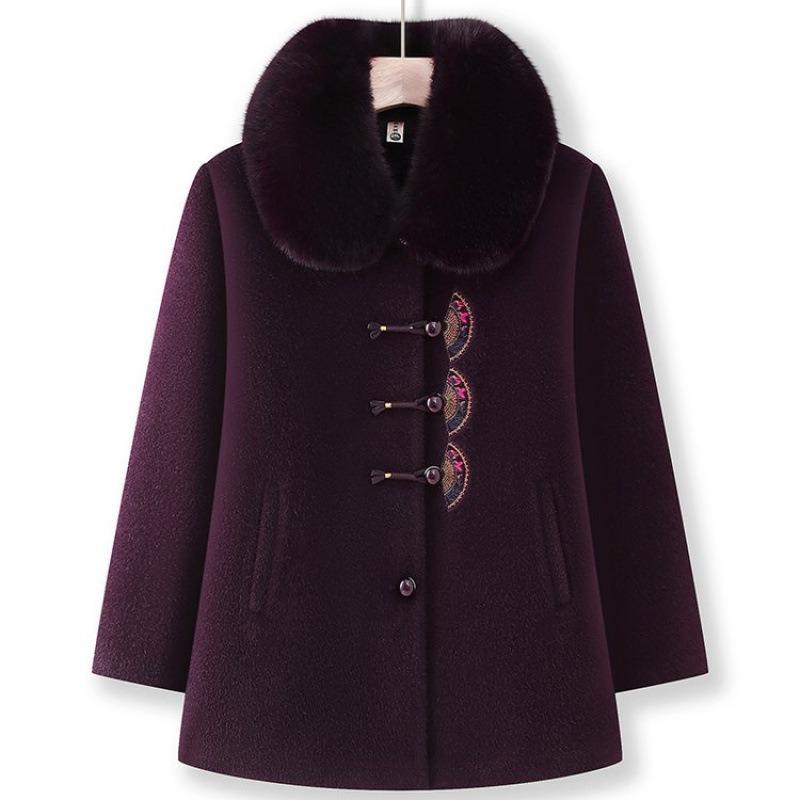 

Winter woolen jacket piled thickened padded jacket women s winter warm coat 6XL [Recommended 160-82.5kg]