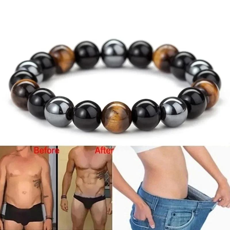 Bracciale Detox Linfatico da Donna Occhio di Tigre Ematite Bracciale in Pietra Naturale Bracciale Dimagrante da Uomo Gioielli per la Salute