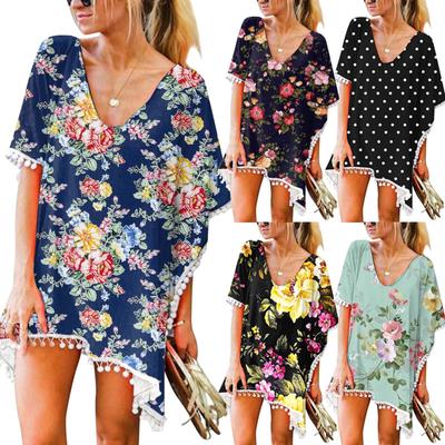 Dámské Trim Kaftan Šifon Střapce Plavky Plážové Volné Topy Bikin