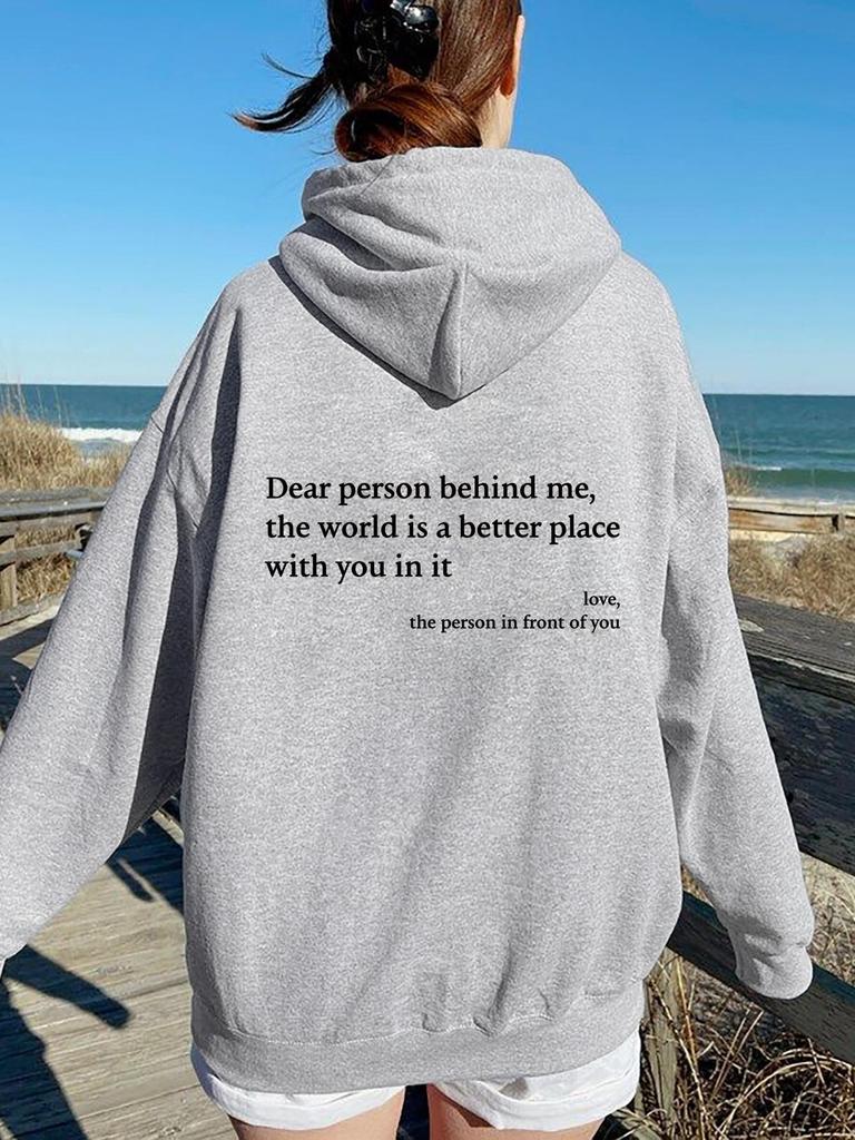 European Size Kangaroo Pocket 'You Are Enough' Hoodie - Autumn/Winter Long Sleeve Plus Velvet Sweatshirt