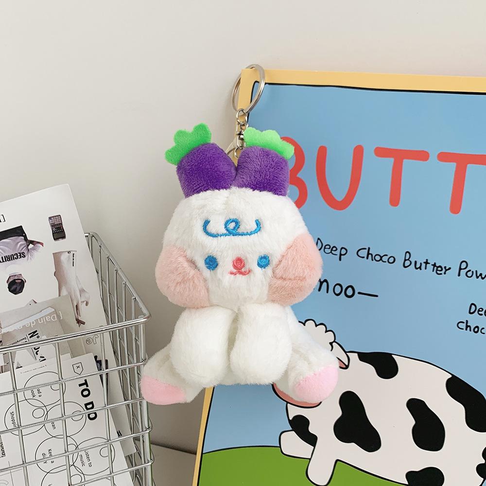 

Plush Colorful Short Carrot Bunny Stuffed Animal Keychain Perfect Gift For Girls фіолетовий
