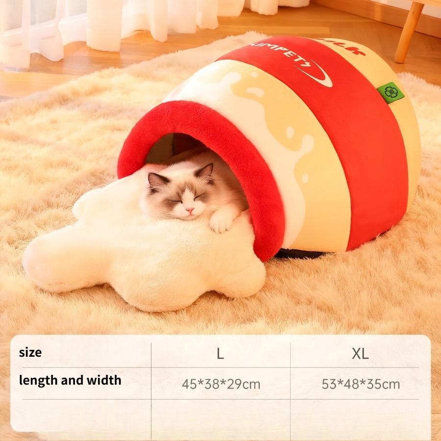 

New Milk Can Cat Litter Winter Warm Dog Litter Cat Bed Yogurt Bottle Shape Pet Litter L червоний