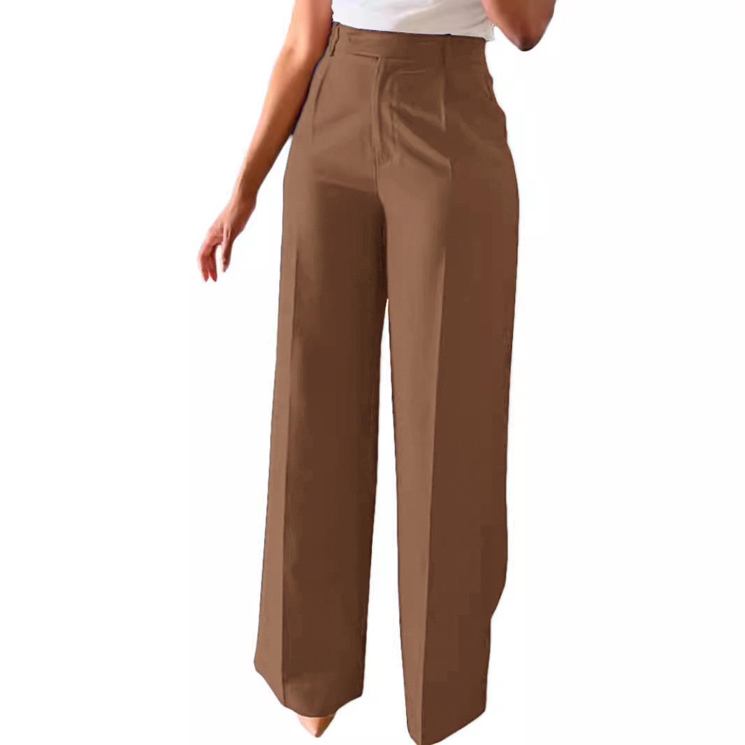 

European and American Women s High-Waisted Wide-Leg Commuter Pants M коричневый