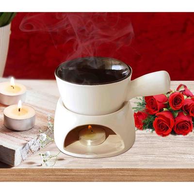 Aromatherapy Aroma Ceramic Fondue Burner, Ceramic Oil Scented Diffuser, Furnace for Bedroom, Home Decor Item, Housewarming Gift (White)