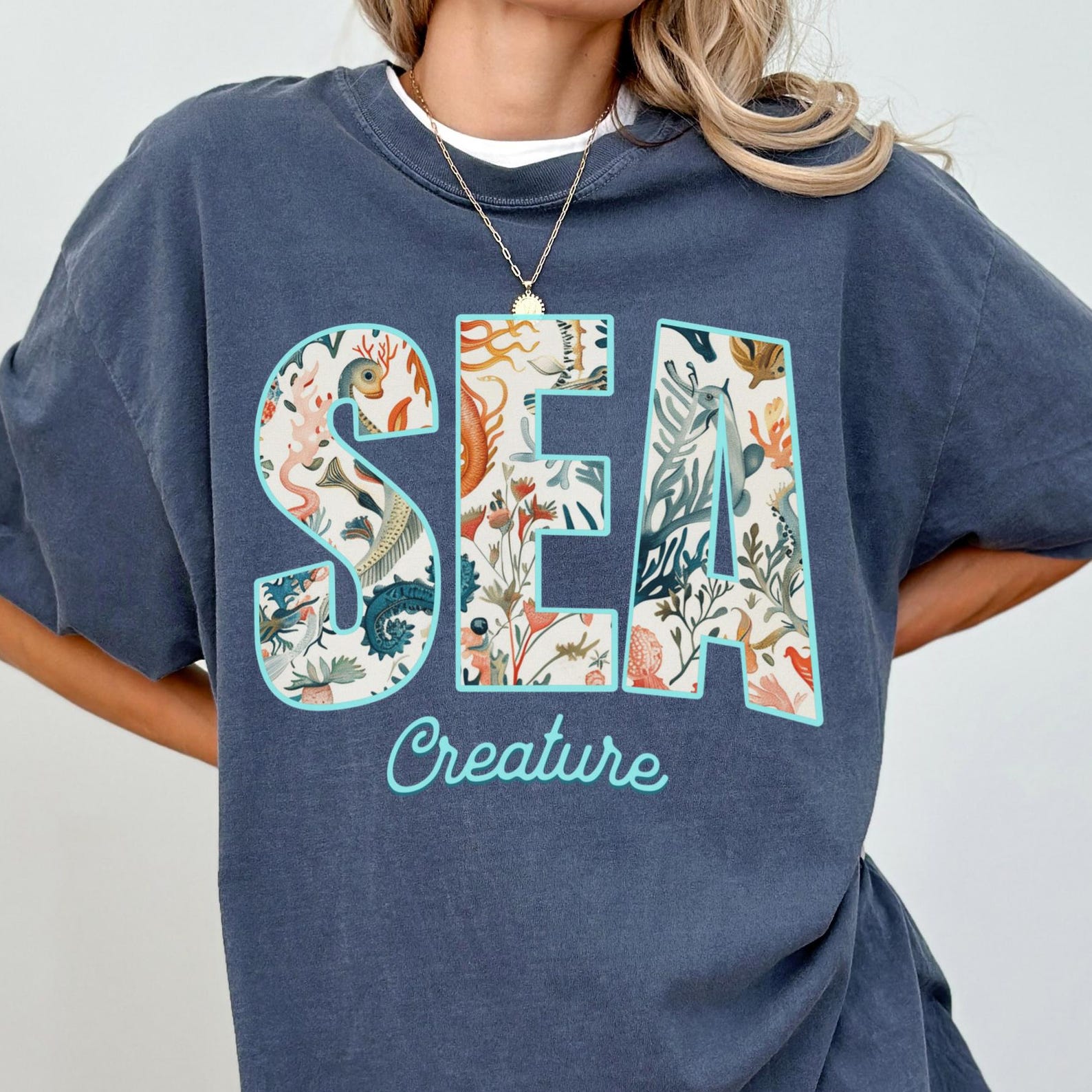 Ocean Creature Comfort Colors Tee, Marine Life Shirt S