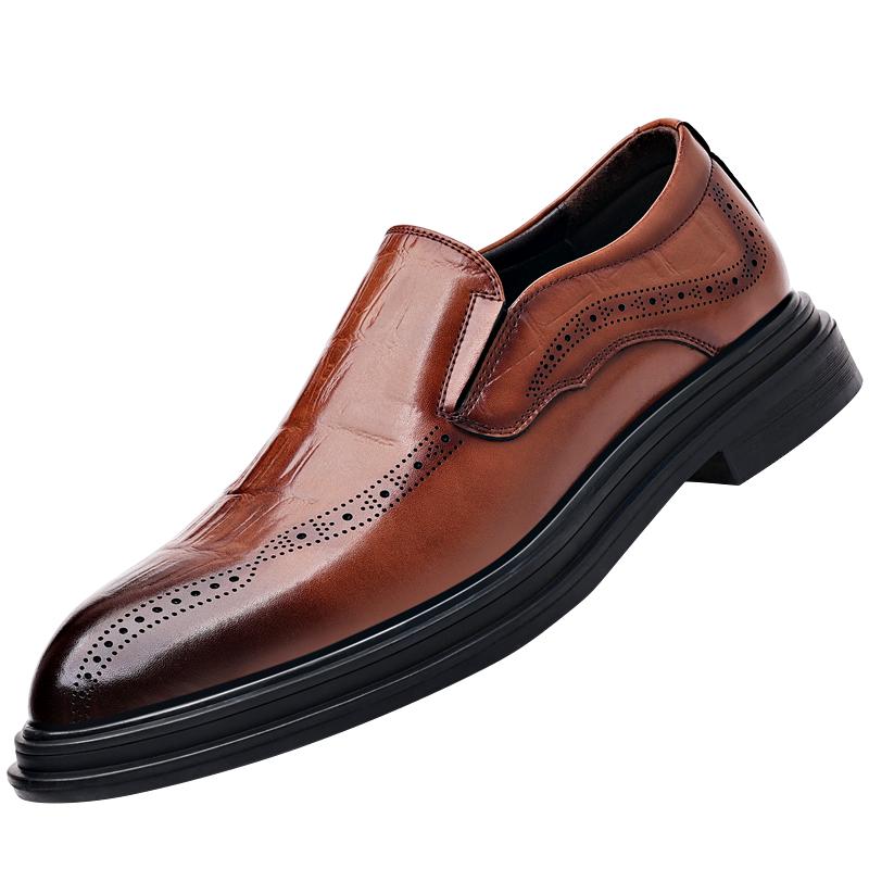 

Мужские туфли из натуральной кожи, коричневые туфли-лоферы без застежек, деловые, повседневные туфли для мужчин, оксфорды, свадебные, рабочие туфли 44 коричневый