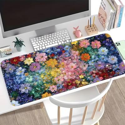 Mouse Pad Game Console Pad Office Pad Keyboard Mouse Pad Desk Accessories Computer Laptop Pad Anti Slip Colored Flowers