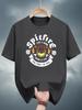Heavyweight 200gsm Cotton T-shirt - Black Graphic Tee with Flames & Spitfire Logo - Breathable Crew Neck Streetwear Shirt for Concerts