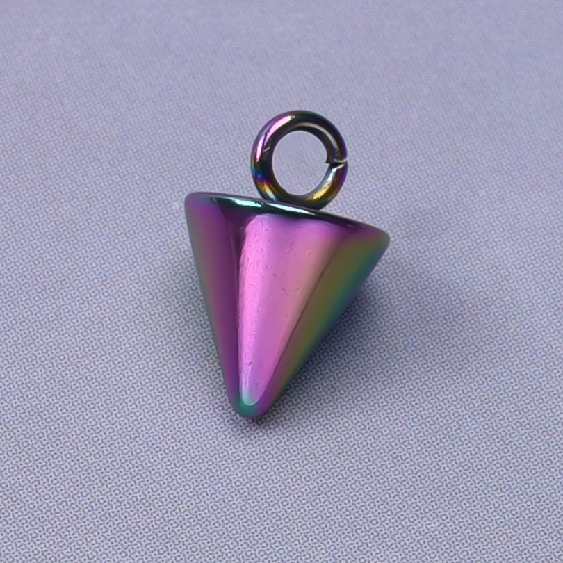 10pcs/Lot Rainbow Cone Pendants For Jewelry Making Supplies Metal Punk Accessories DIY Earrings Keychain Stainless Steel Charms